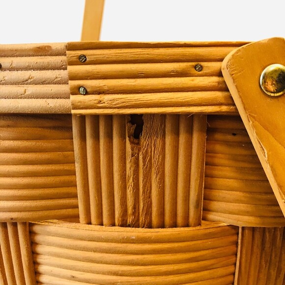 Honey Brown Handwoven Large Basket with Handles Cottage Core - Picture 8 of 10